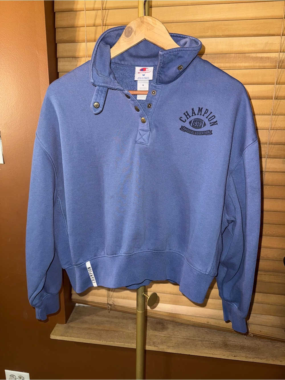 Champion Women's Periwinkle Snap-Button Hooded Pullover